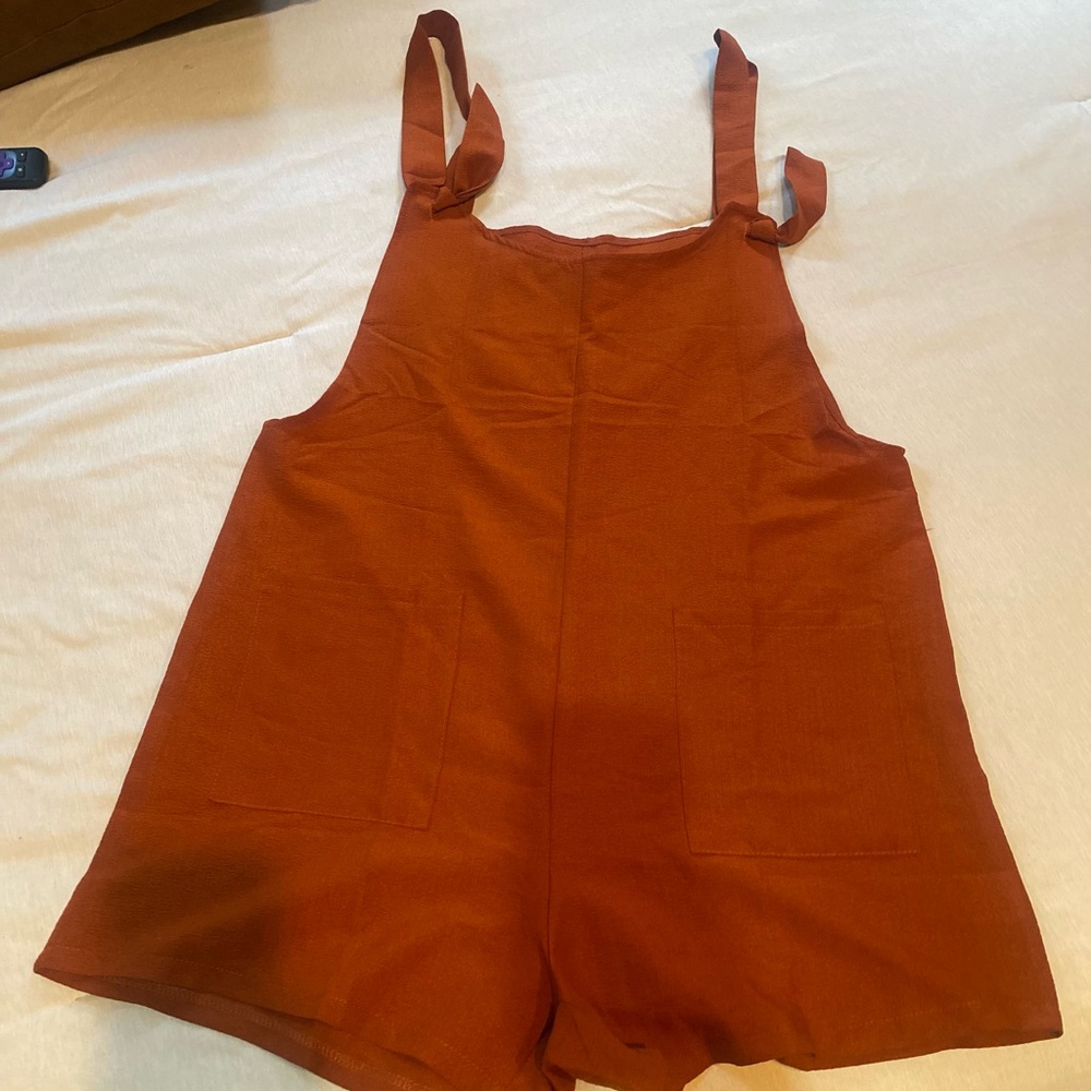Rust Orange Tie-Strap Romper